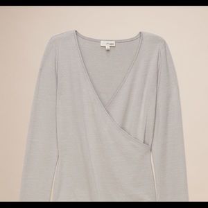 Aritzia faux wrap knit top
